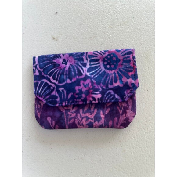 Unbranded Floral Batik Dyed Snap Button 3 Compartment Cards Cash Mini Pouch - Picture 2 of 6